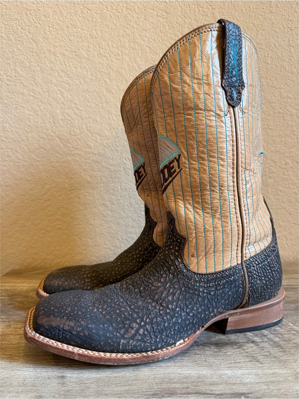 Twisted X Hooey Leather Wide Square Toe Western Cowboy Boots Mens 9 D - Picture 1 of 16